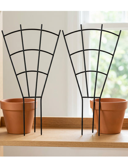Kndwj Fan Grid Plant Trellises Two Piece Black 18 Inch - Lifestyle view