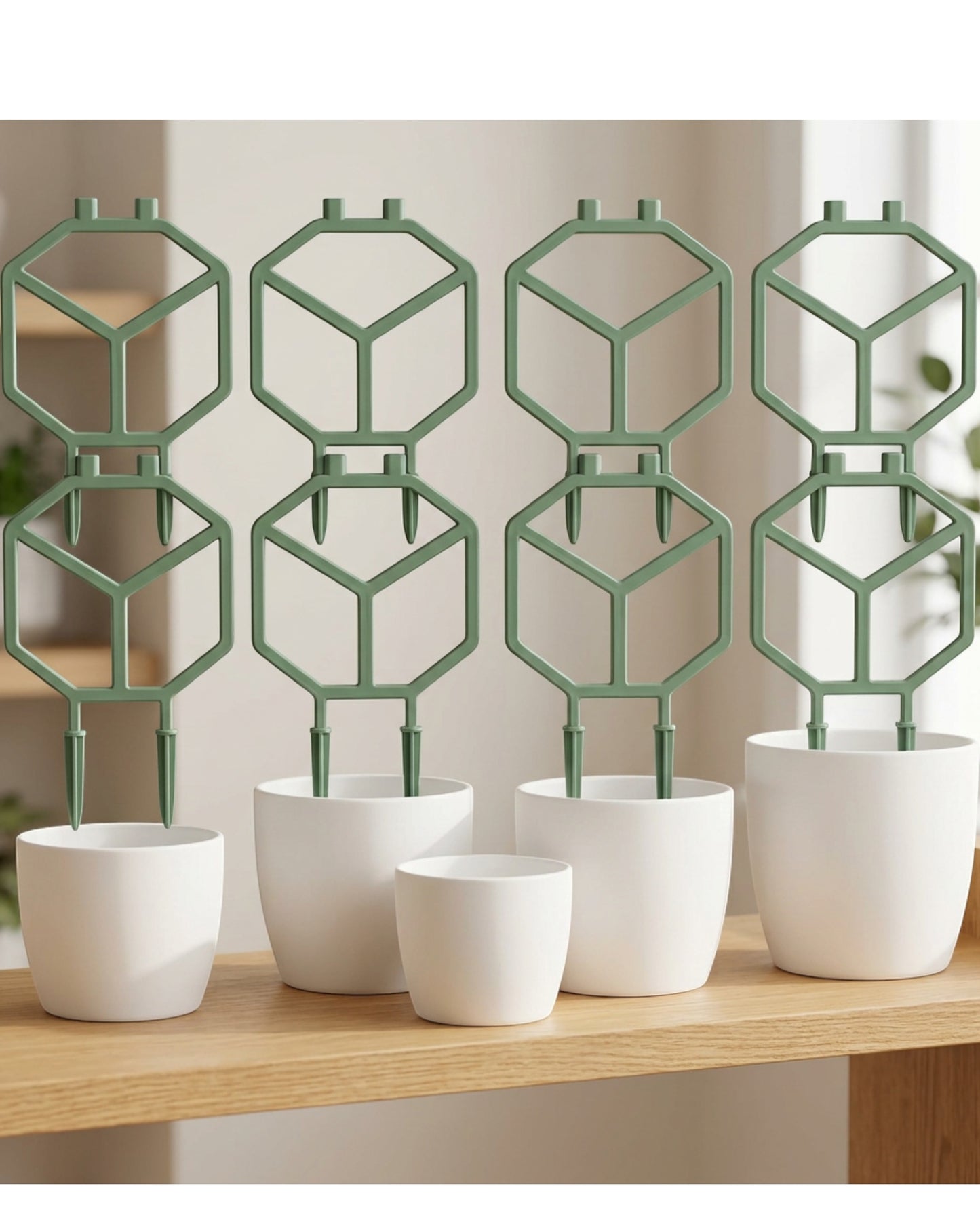 Kndwj Stackable Hexagon Plant Trellis Six Panel Sage - Lifestyle view